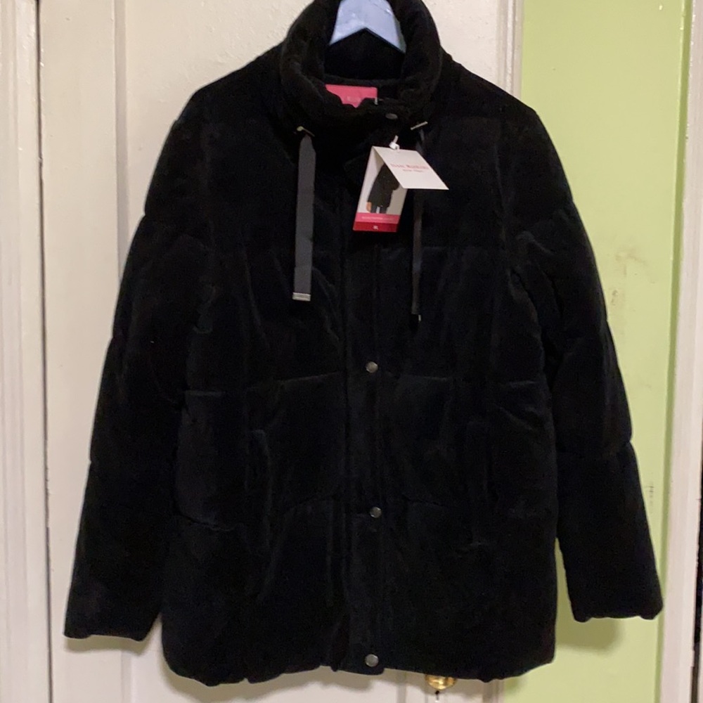 SUMMER SALE!! MWT XL ISSAC MIZRAHI VELVET BLACK PUFFER